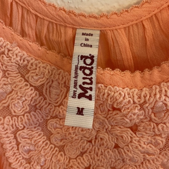 MUDD Gauzy Peach Color Blouse Size M Flowy Boho - Picture 5 of 8